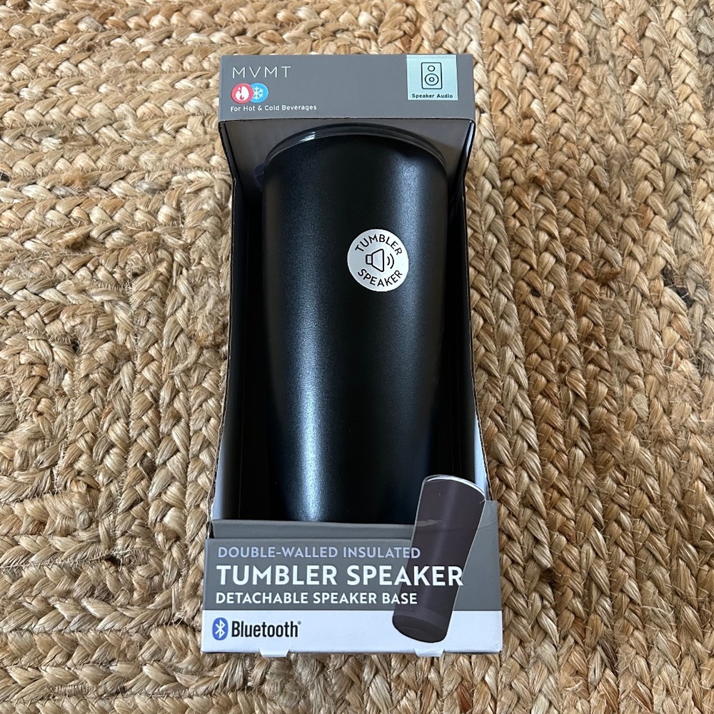 MVMT 16oz Insulated Tumbler with Bluetooth Speaker – Black – New in Box